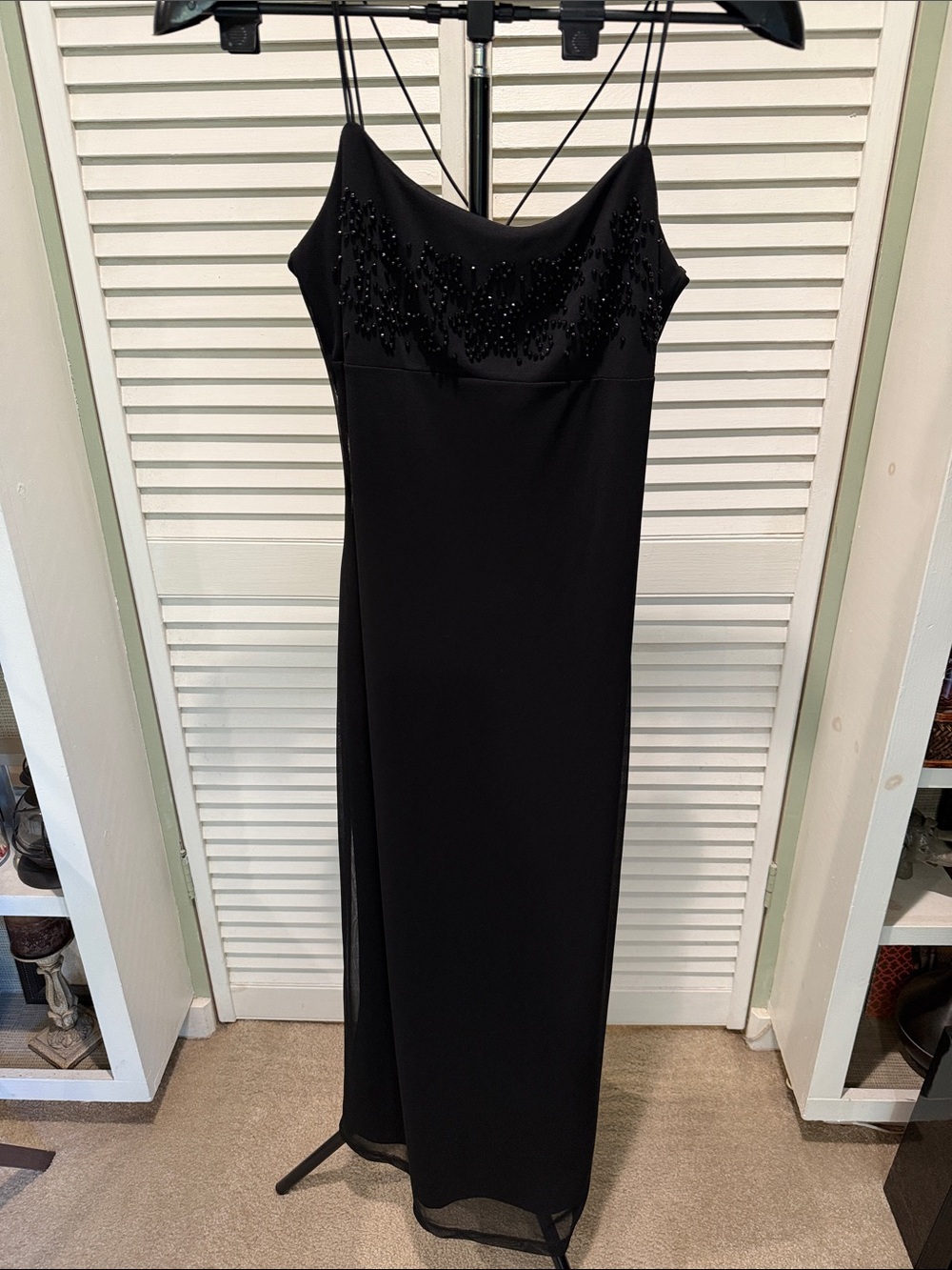Vintage Elegant Black Beaded Slip Dress